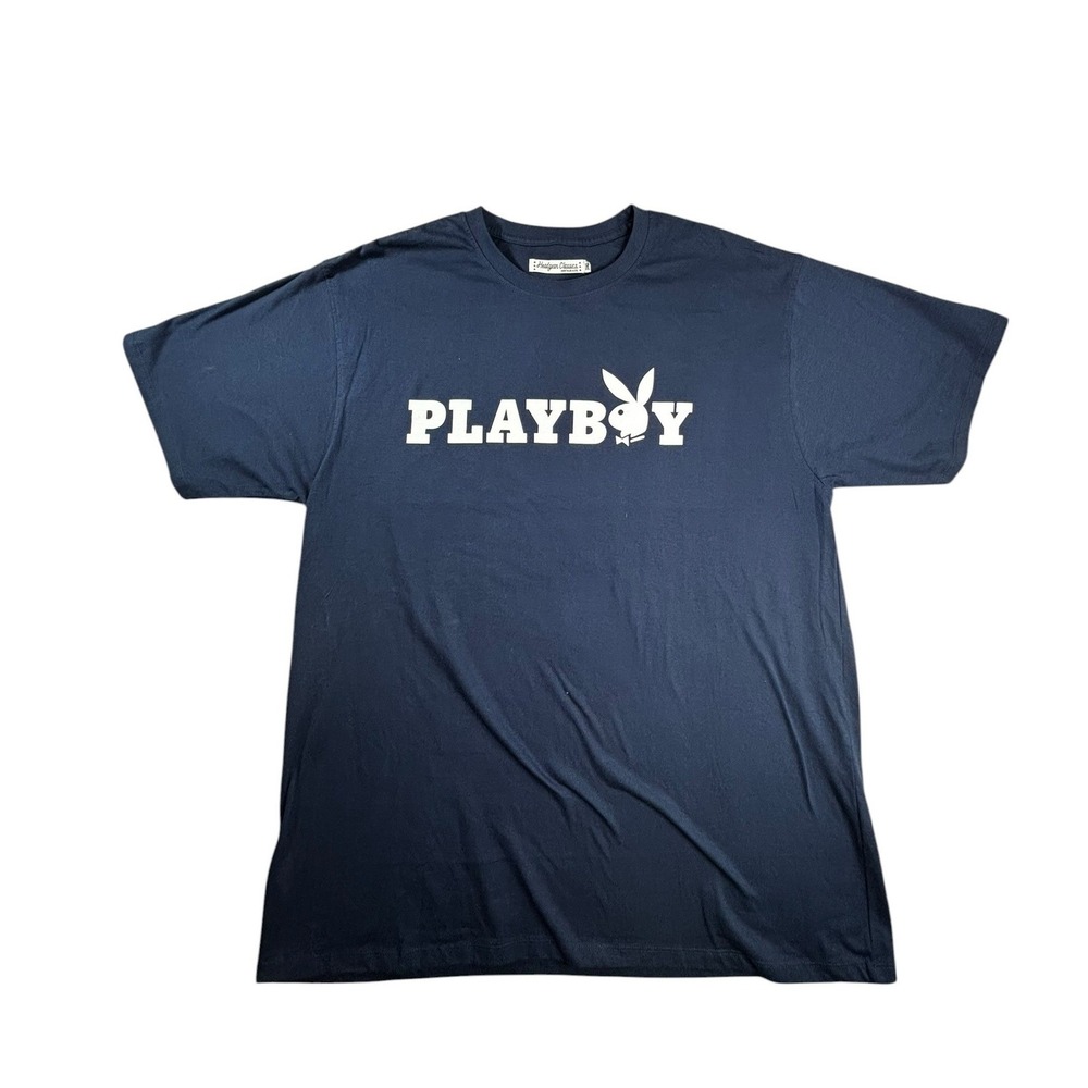 Headgear Classics Playboy Bunny Logo T-Shirt Mens 3XL Navy Blue Graphic Tee NWT